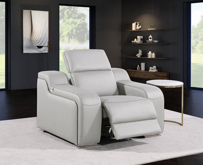 41" Light Gray Italian Leather Wall Hugger Recliner With USB HomeRoots