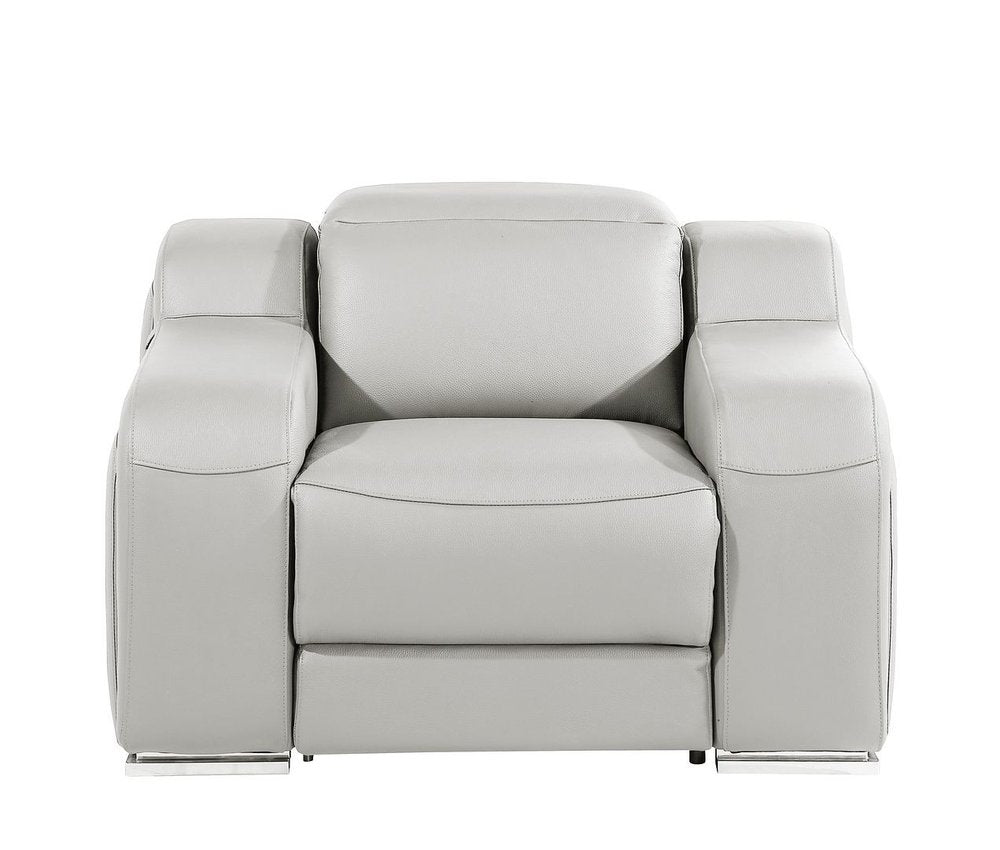 41" Light Gray Italian Leather Wall Hugger Recliner With USB HomeRoots