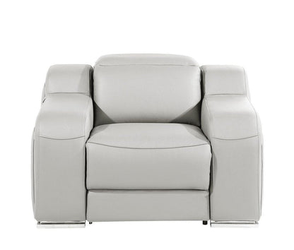 41" Light Gray Italian Leather Wall Hugger Recliner With USB HomeRoots