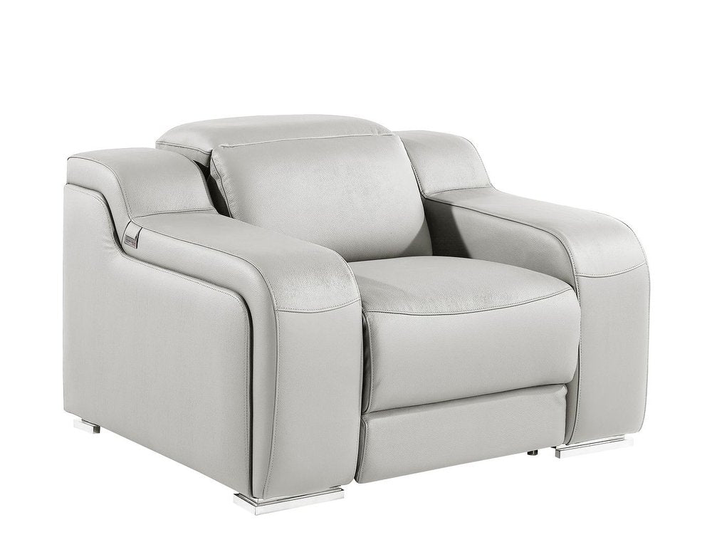 41" Light Gray Italian Leather Wall Hugger Recliner With USB HomeRoots