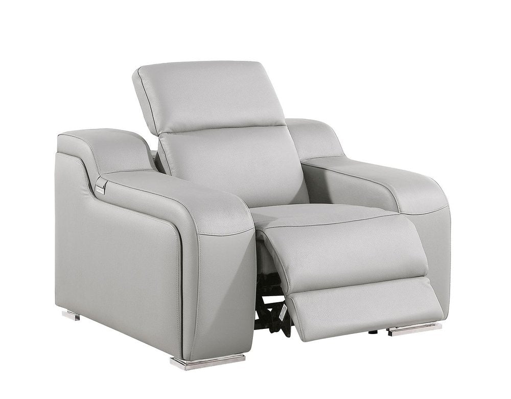41" Light Gray Italian Leather Wall Hugger Recliner With USB HomeRoots