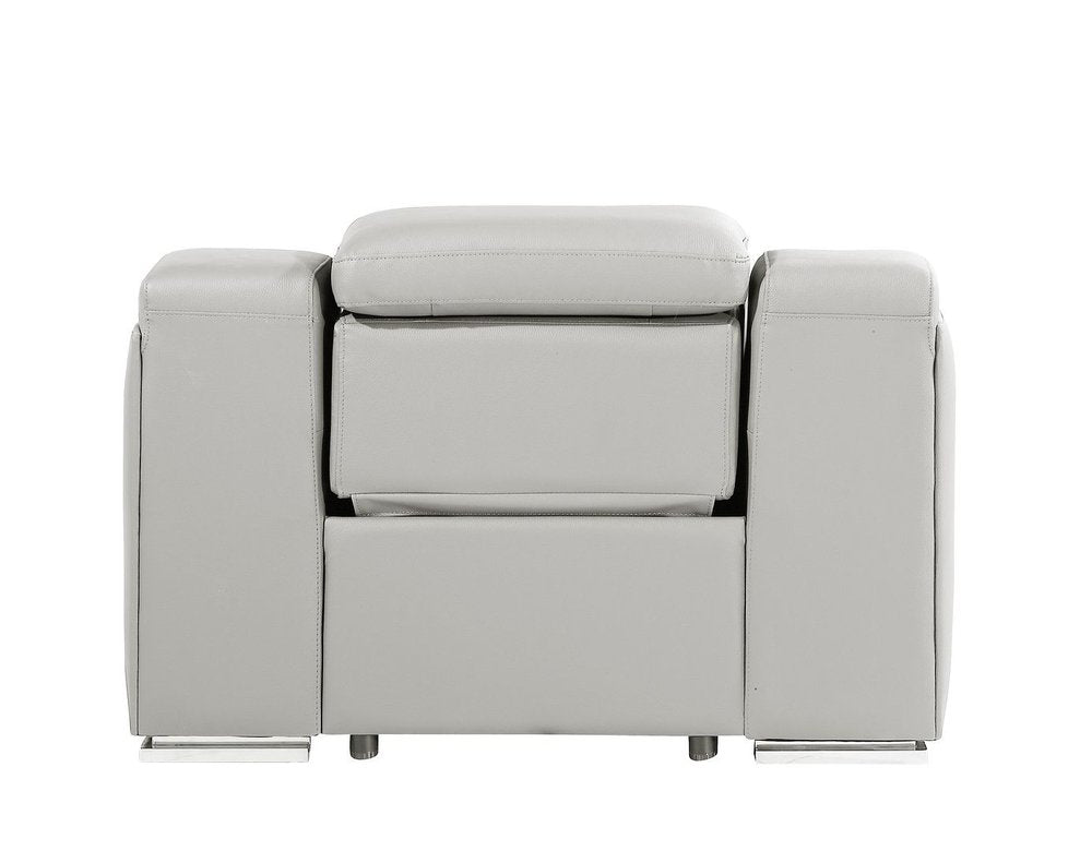 41" Light Gray Italian Leather Wall Hugger Recliner With USB HomeRoots