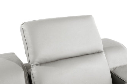 41" Light Gray Italian Leather Wall Hugger Recliner With USB HomeRoots