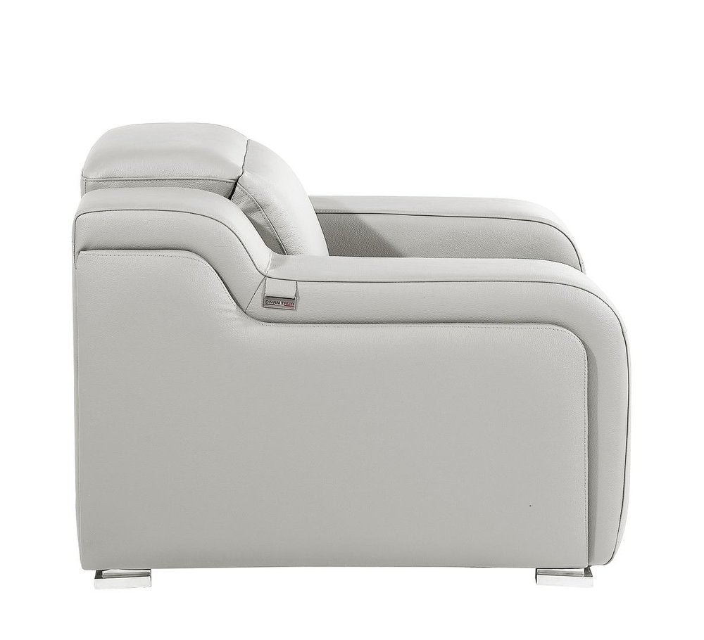 41" Light Gray Italian Leather Wall Hugger Recliner With USB HomeRoots