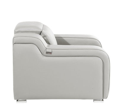 41" Light Gray Italian Leather Wall Hugger Recliner With USB HomeRoots