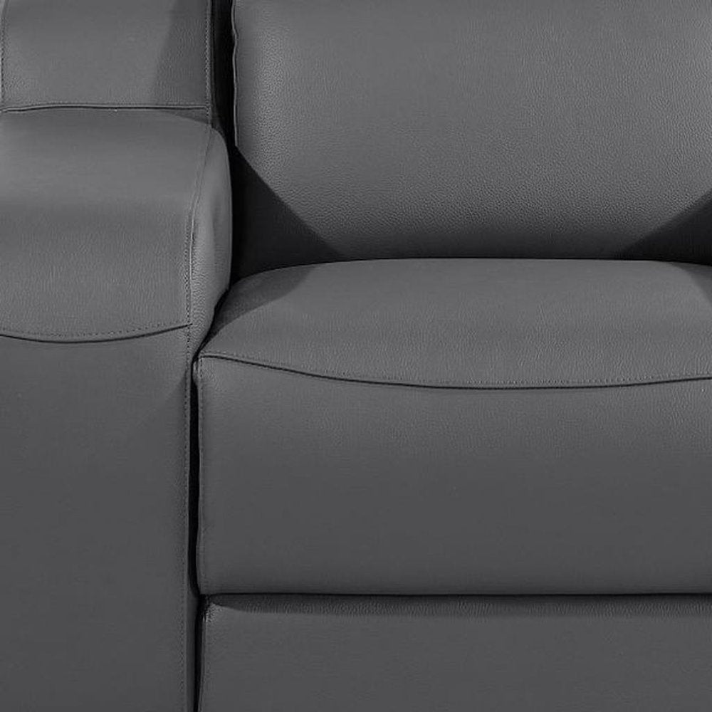 41" Dark Gray Italian Leather Wall Hugger Recliner With USB HomeRoots