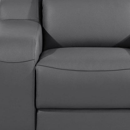 41" Dark Gray Italian Leather Wall Hugger Recliner With USB HomeRoots