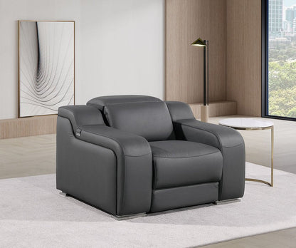 41" Dark Gray Italian Leather Wall Hugger Recliner With USB HomeRoots