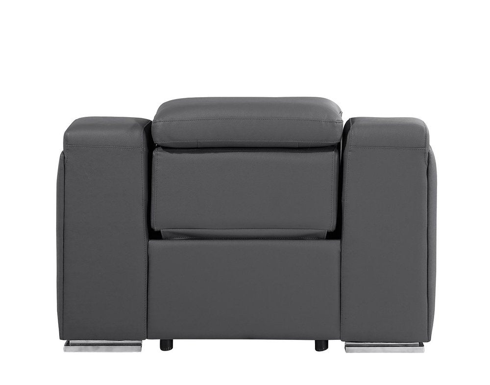 41" Dark Gray Italian Leather Wall Hugger Recliner With USB HomeRoots