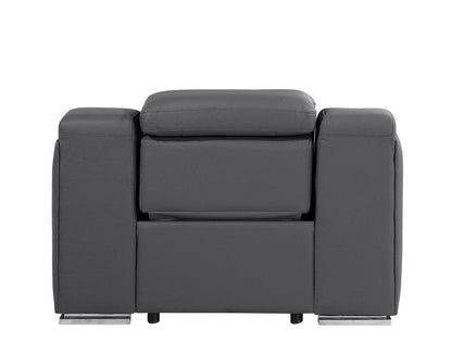 41" Dark Gray Italian Leather Wall Hugger Recliner With USB HomeRoots