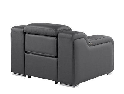 41" Dark Gray Italian Leather Wall Hugger Recliner With USB HomeRoots