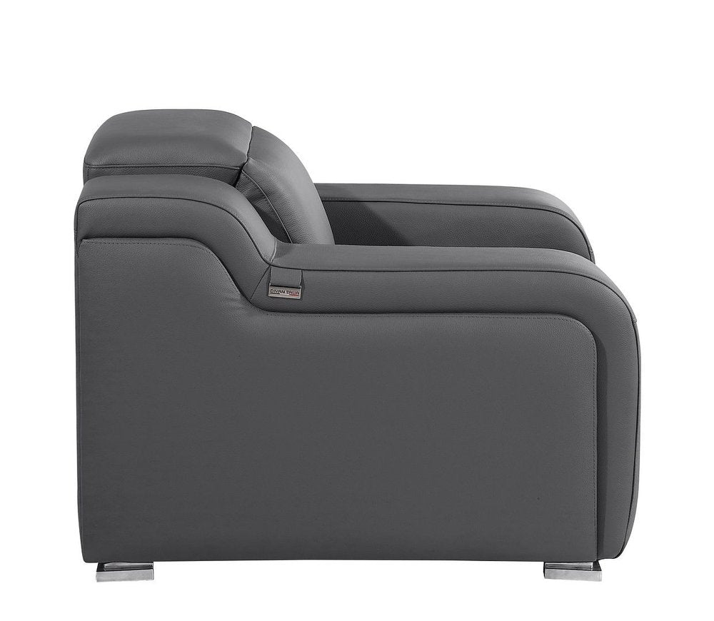 41" Dark Gray Italian Leather Wall Hugger Recliner With USB HomeRoots