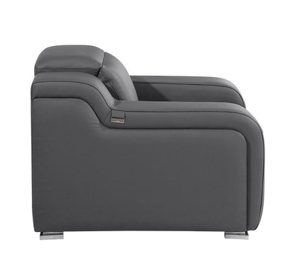 41" Dark Gray Italian Leather Wall Hugger Recliner With USB HomeRoots