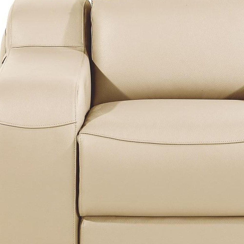 41" Beige Italian Leather Wall Hugger Recliner With USB HomeRoots