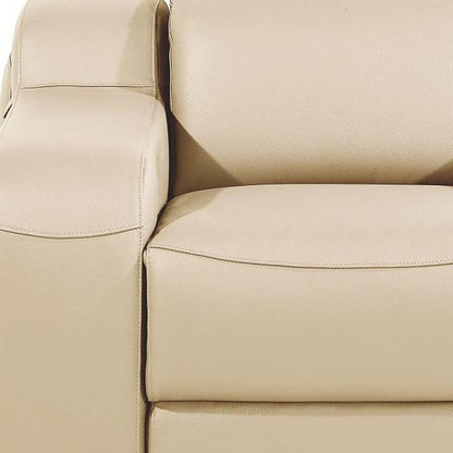41" Beige Italian Leather Wall Hugger Recliner With USB HomeRoots