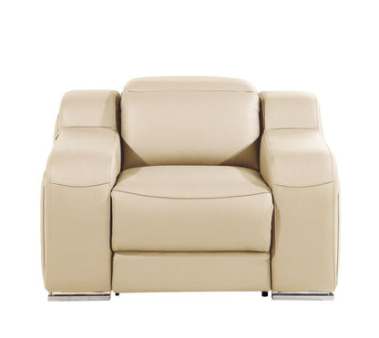 41" Beige Italian Leather Wall Hugger Recliner With USB HomeRoots