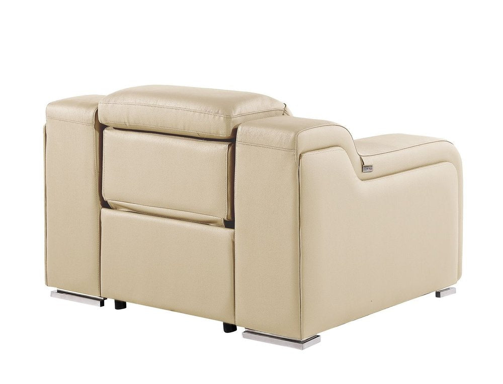 41" Beige Italian Leather Wall Hugger Recliner With USB HomeRoots