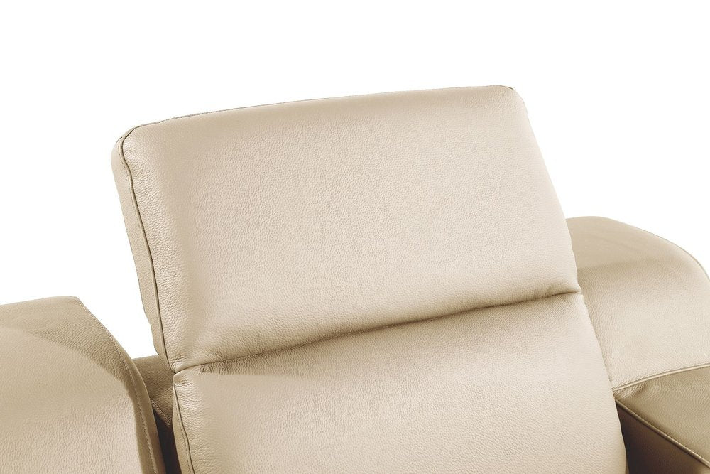 41" Beige Italian Leather Wall Hugger Recliner With USB HomeRoots