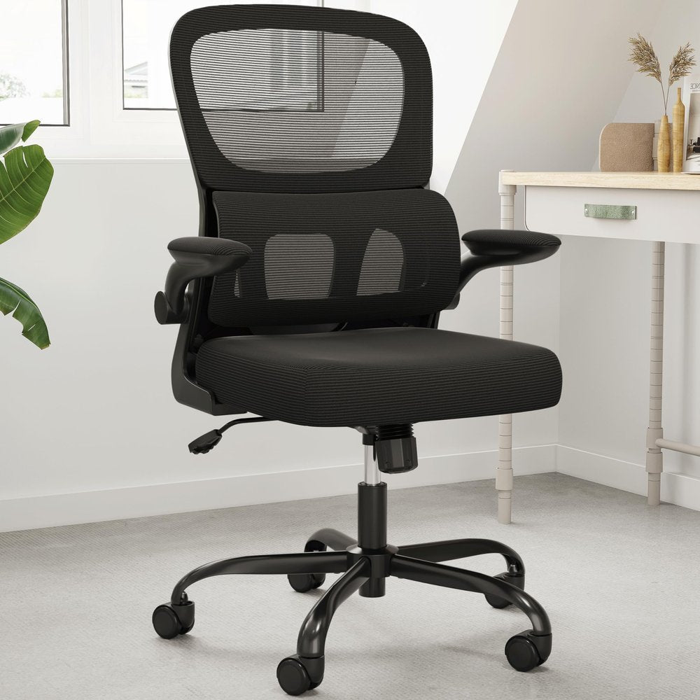 Black Swivel Rolling Office Chair — view 1
