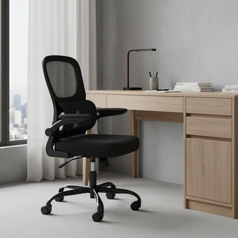 Black Swivel Rolling Office Chair HomeRoots