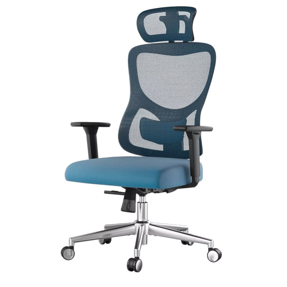 Blue Black And Silver Swivel Rolling Office Chair HomeRoots