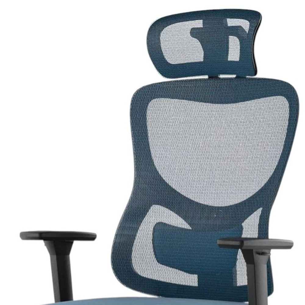 Blue Black And Silver Swivel Rolling Office Chair HomeRoots