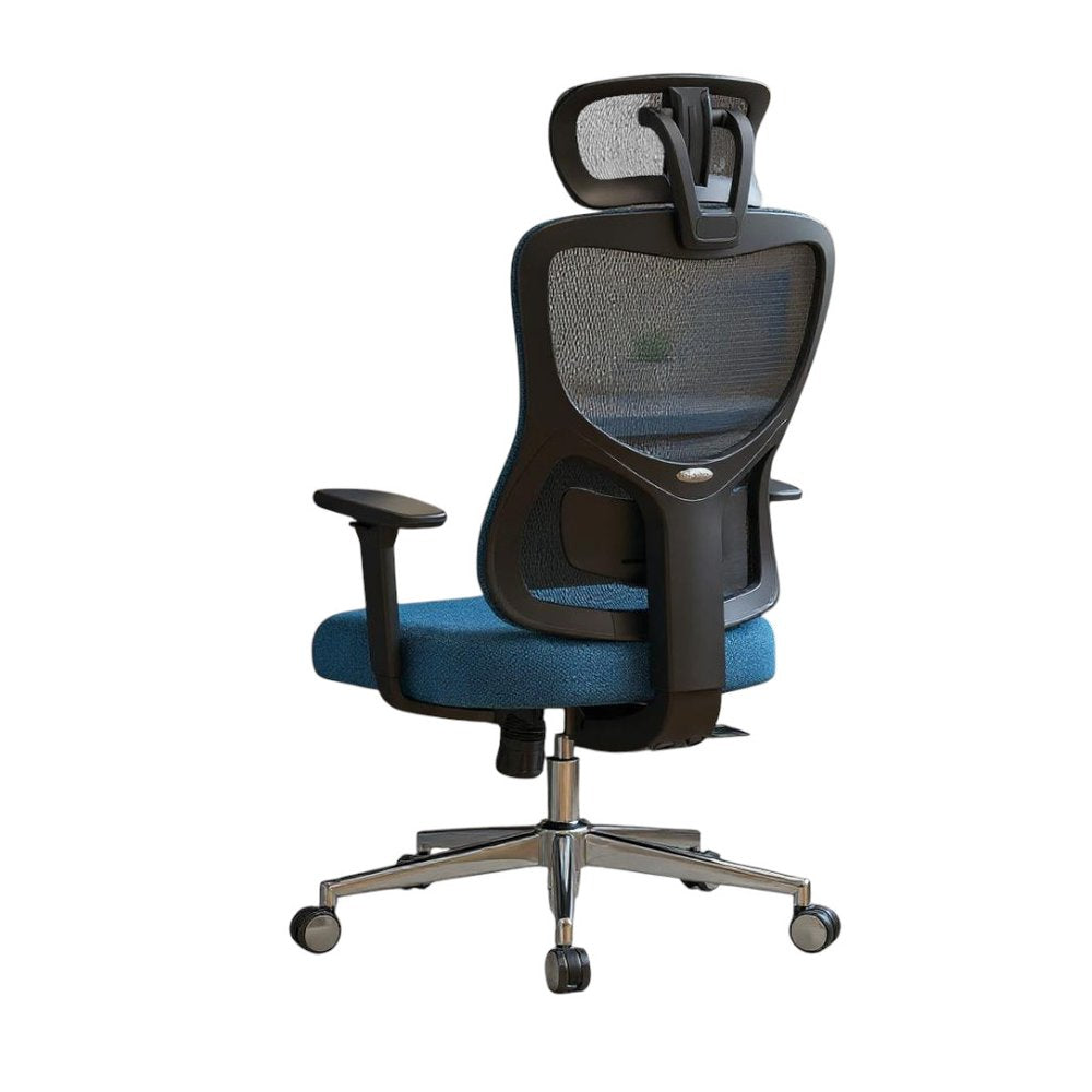 Blue Black And Silver Swivel Rolling Office Chair — view 2
