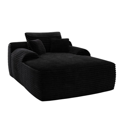 67" Black Corduroy Oversized Chaise Lounge Chair And Toss Pillows HomeRoots