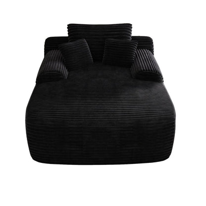 67" Black Corduroy Oversized Chaise Lounge Chair And Toss Pillows HomeRoots