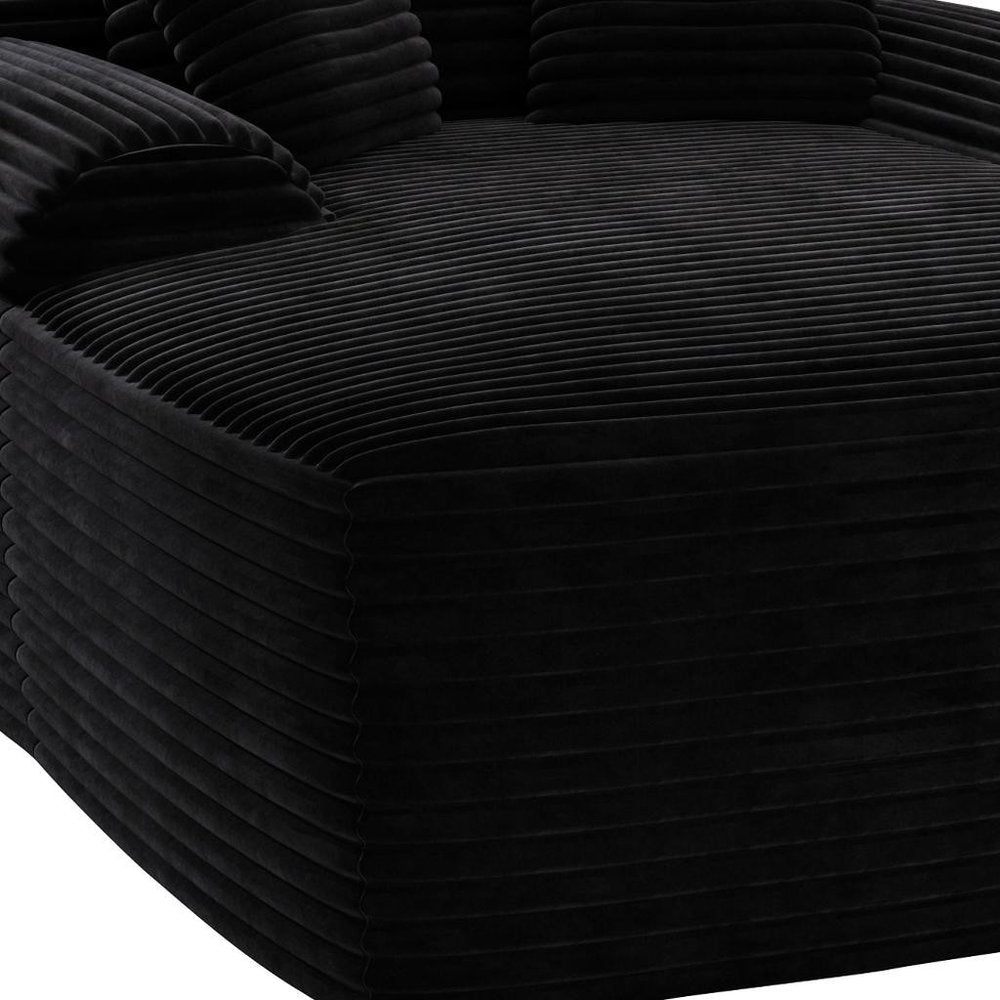 67" Black Corduroy Oversized Chaise Lounge Chair And Toss Pillows HomeRoots