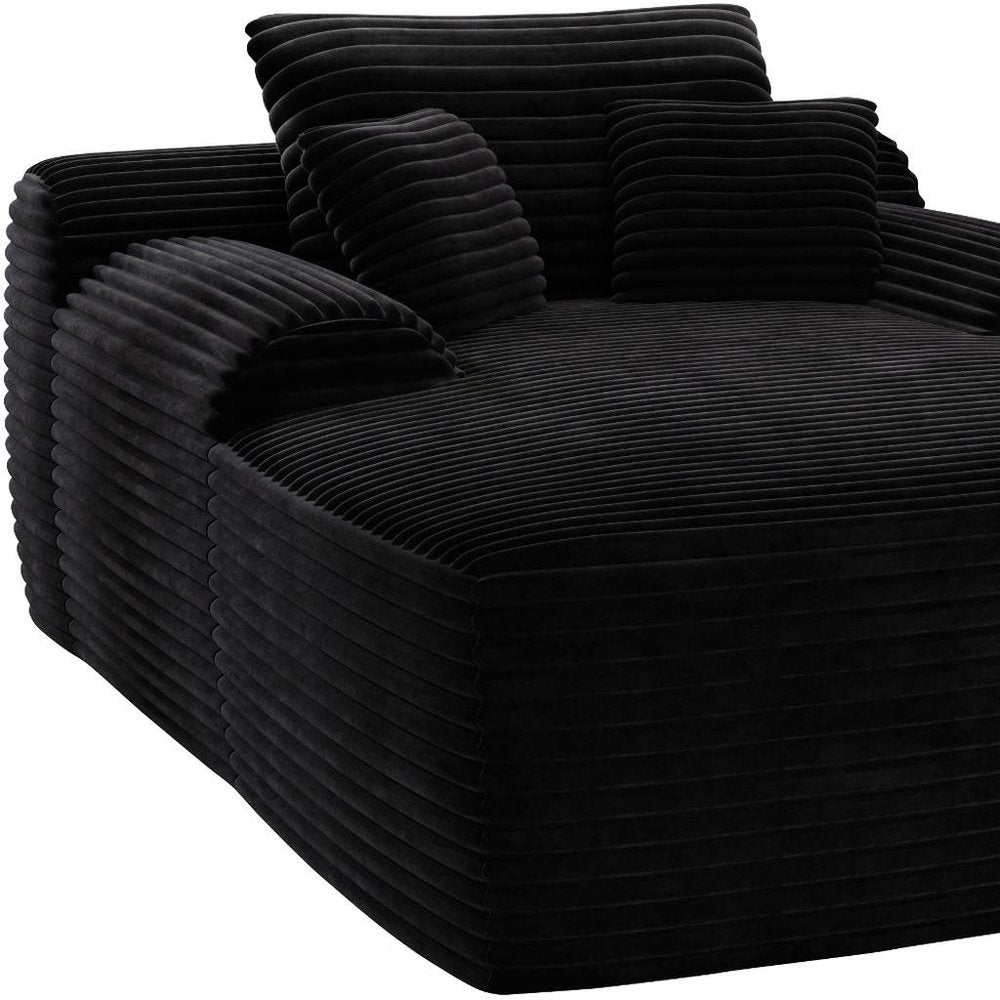 67" Black Corduroy Oversized Chaise Lounge Chair And Toss Pillows HomeRoots