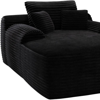 67" Black Corduroy Oversized Chaise Lounge Chair And Toss Pillows HomeRoots