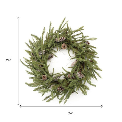 24" Green And Brown Christmas Pine And Pinecone Artificial Wreath HomeRoots
