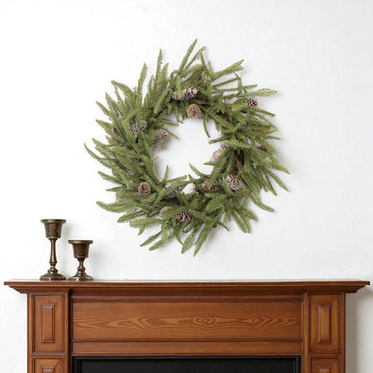 24" Green And Brown Christmas Pine And Pinecone Artificial Wreath HomeRoots