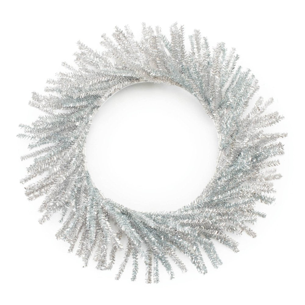 21" Silver Tinsel Faux Pine Christmas Artificial Wreath HomeRoots