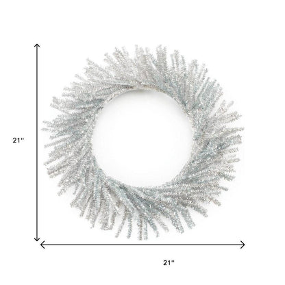 21" Silver Tinsel Faux Pine Christmas Artificial Wreath HomeRoots