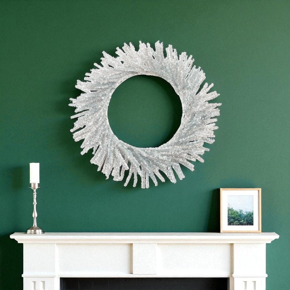 21" Silver Tinsel Faux Pine Christmas Artificial Wreath HomeRoots