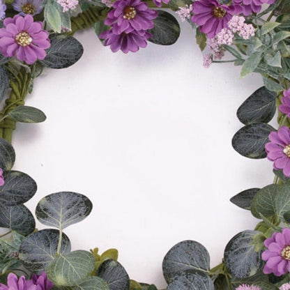 22" Green And Purple Daisy And Thistle Artificial Wreath HomeRoots