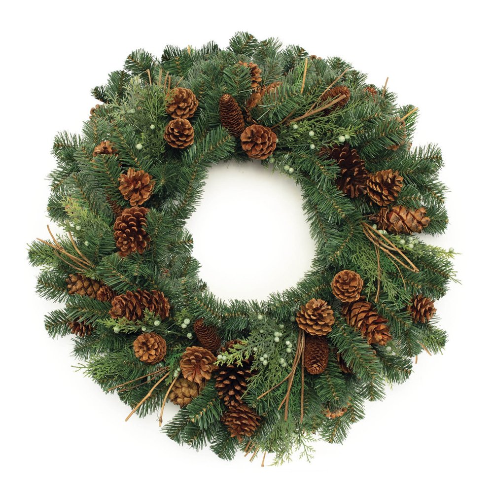 32" Green And Brown Christmas Pine And Pinecone Artificial Wreath HomeRoots