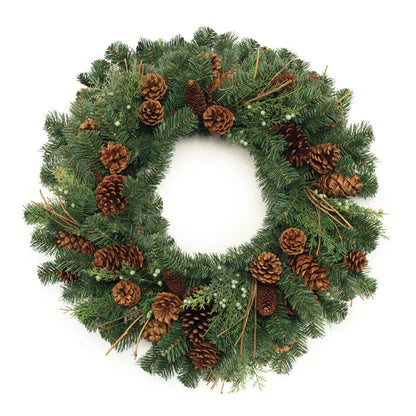 32" Green And Brown Christmas Pine And Pinecone Artificial Wreath HomeRoots