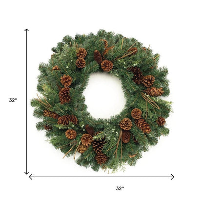 32" Green And Brown Christmas Pine And Pinecone Artificial Wreath HomeRoots
