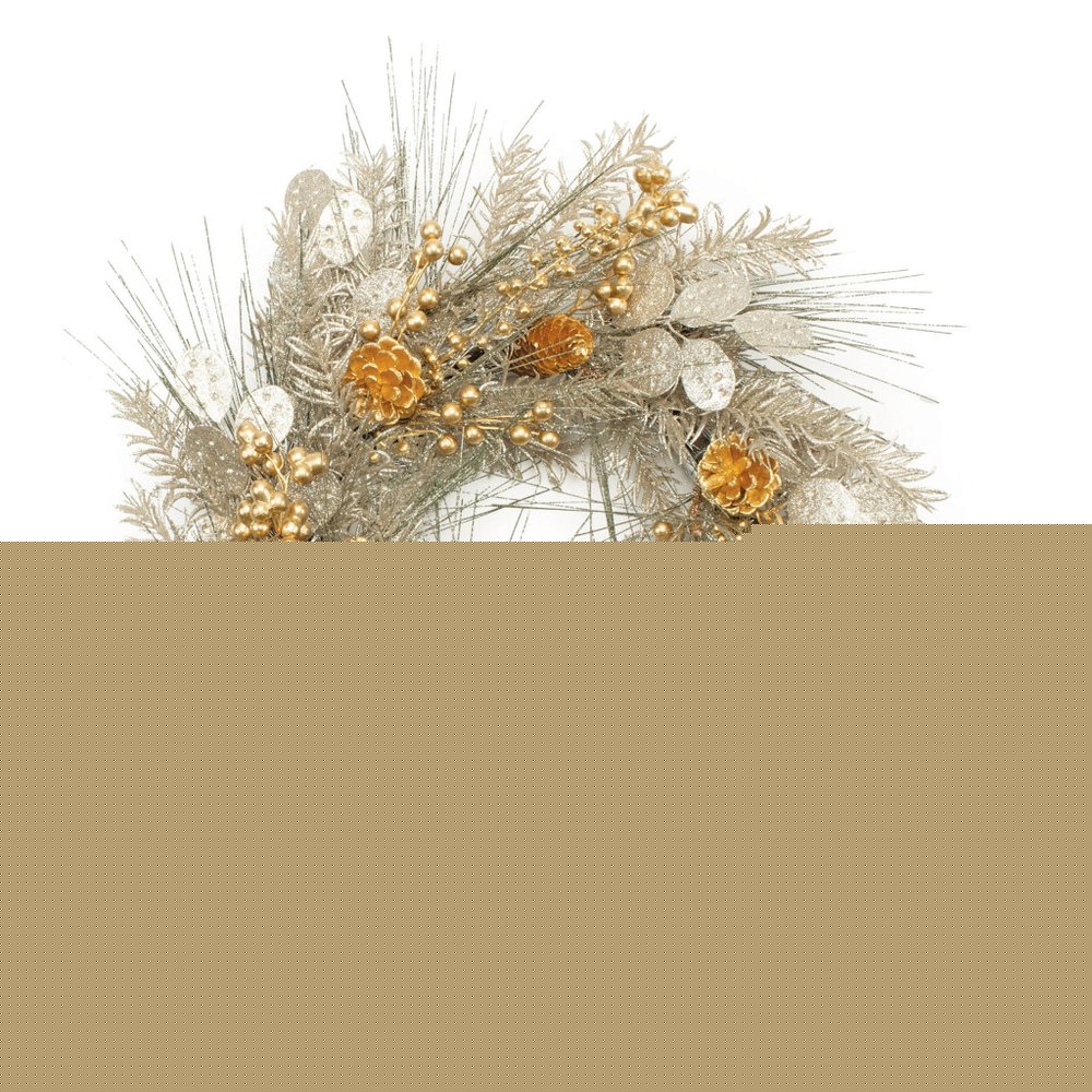 24" Gold And Silver Christmas Eucalyptus And Mixed Assortment Artificial Wreath HomeRoots