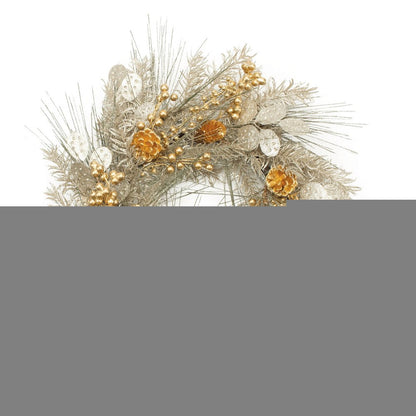 24" Gold And Silver Christmas Eucalyptus And Mixed Assortment Artificial Wreath HomeRoots