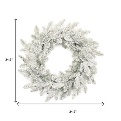 25" White Flocked Pine Christmas Artificial Wreath HomeRoots