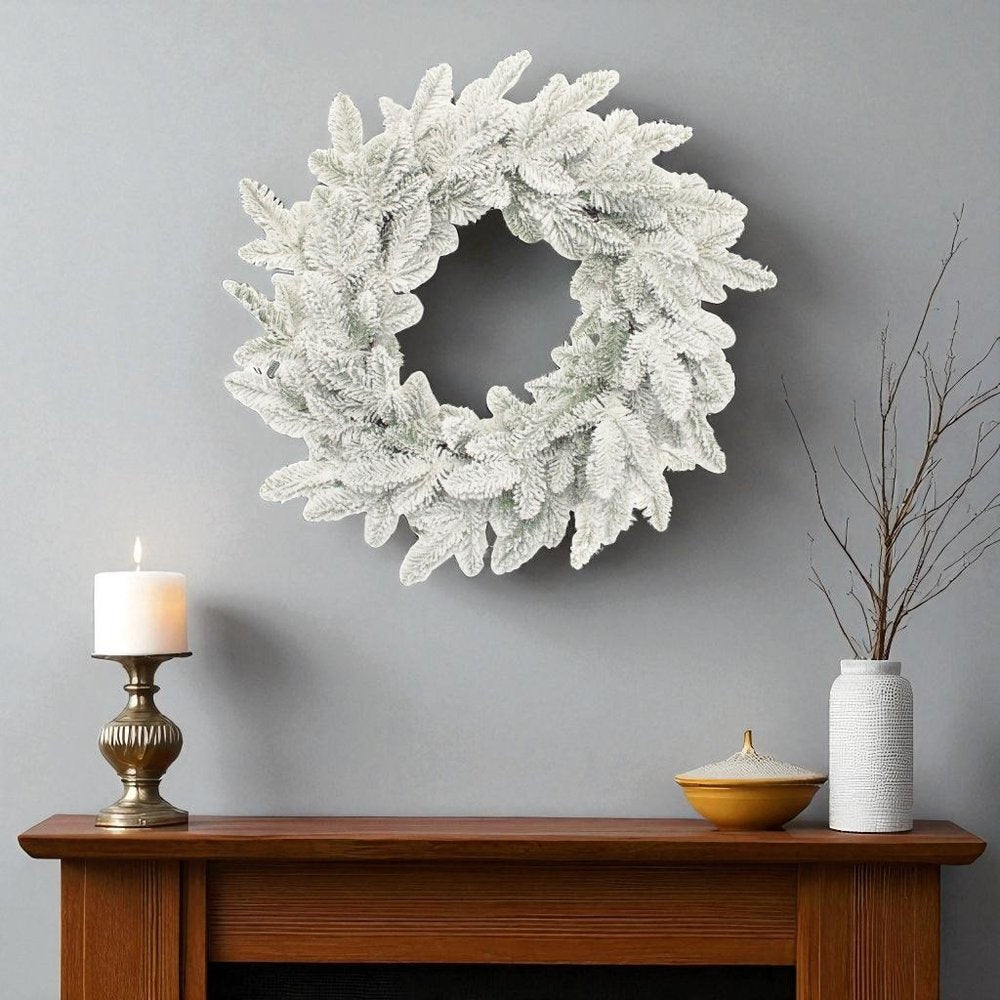 25" White Flocked Pine Christmas Artificial Wreath HomeRoots