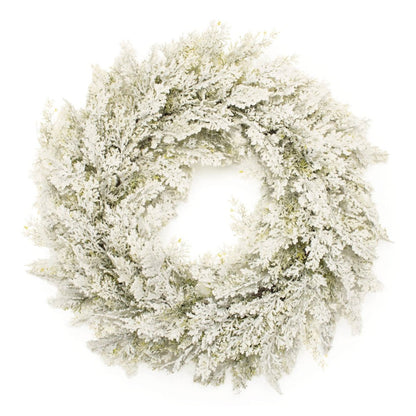 24" Green And White Flocked Pine Christmas Artificial Wreath HomeRoots