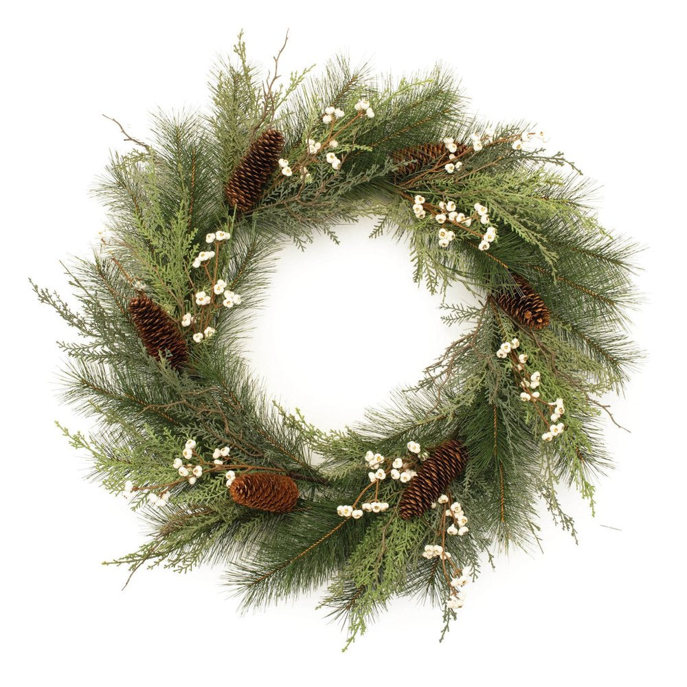 29" Green And Brown Christmas Pine Artificial Wreath HomeRoots