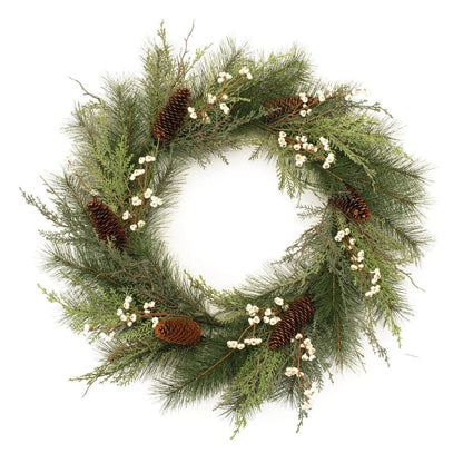 29" Green And Brown Christmas Pine Artificial Wreath HomeRoots