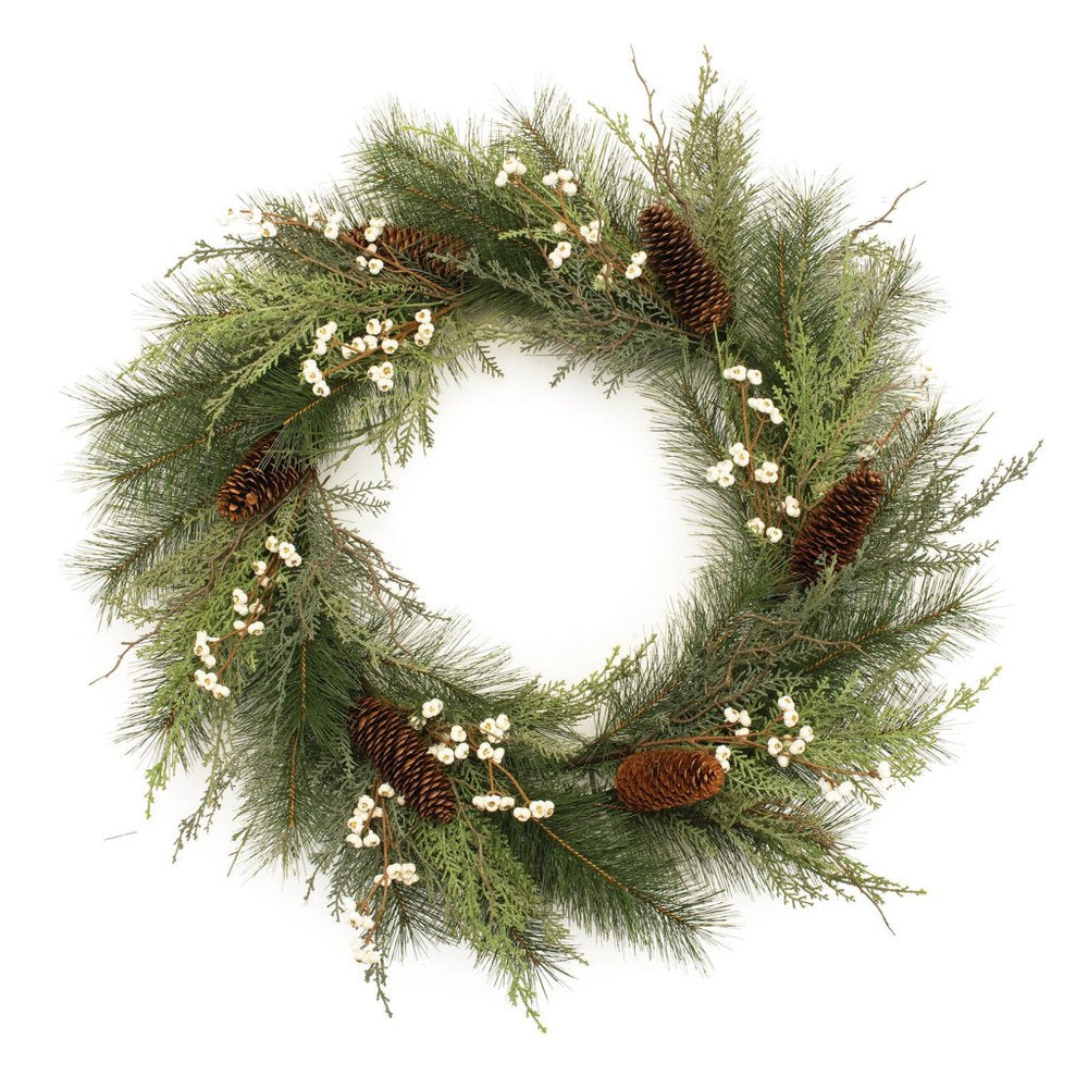 29" Green And Brown Christmas Pine Artificial Wreath HomeRoots
