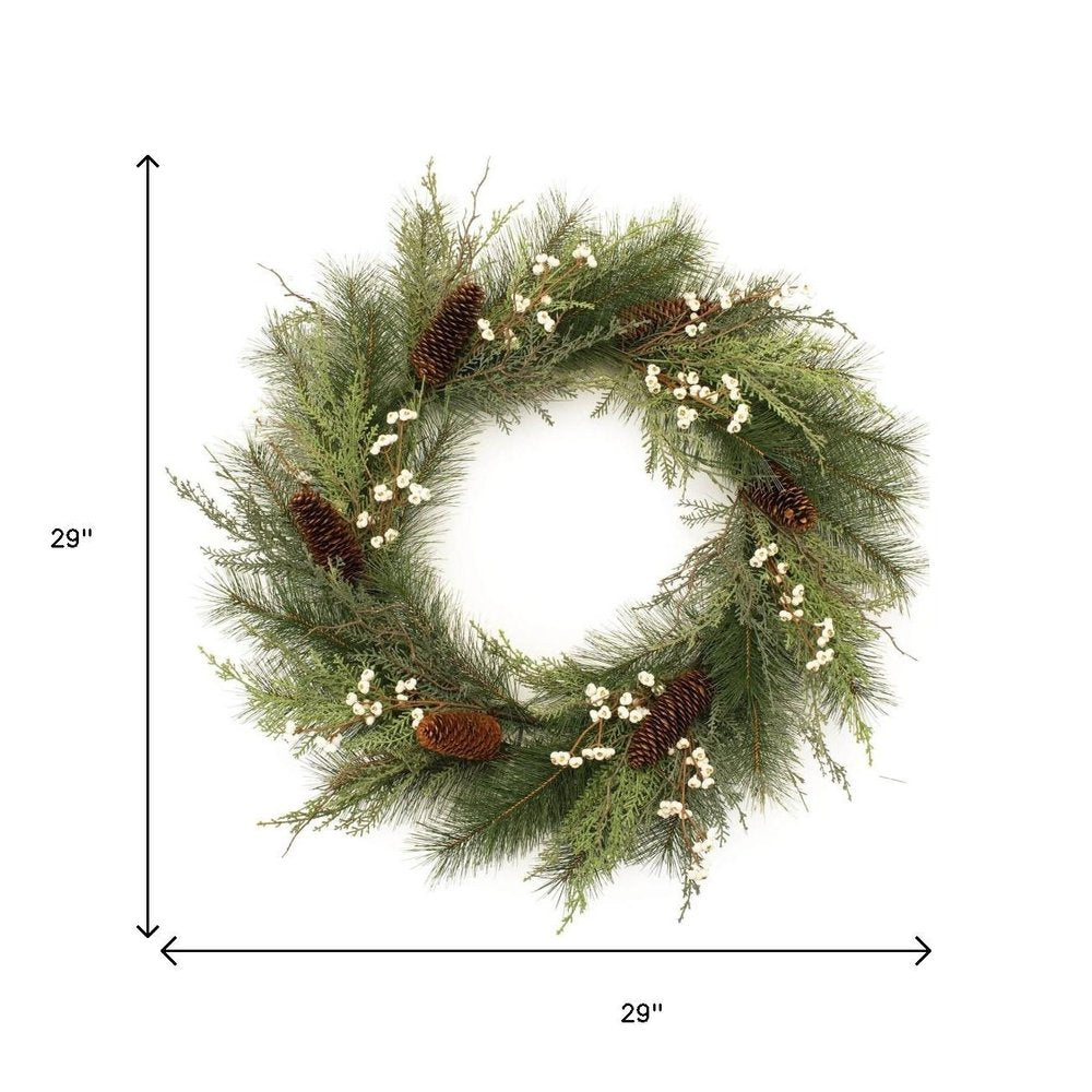 29" Green And Brown Christmas Pine Artificial Wreath HomeRoots